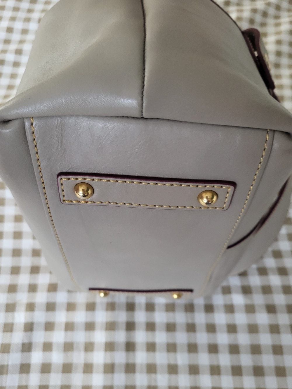 Dooney & Bourke Gray Florentine Leather Drawstring Tote / Satchel, Gold Hardware - Picture 5 of 16
